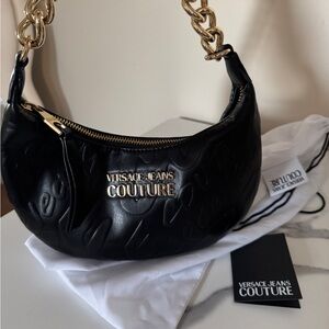 Versace Jeans Couture Black and Gold Shoulder Bag